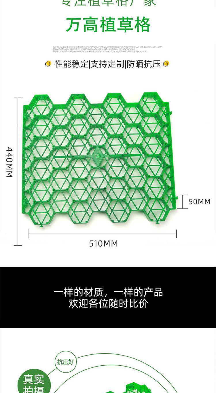 Wangao Golf Lane PE Lawn Plastic Mesh DN40 High Grass Planting Grid Factory Green Grid Pad