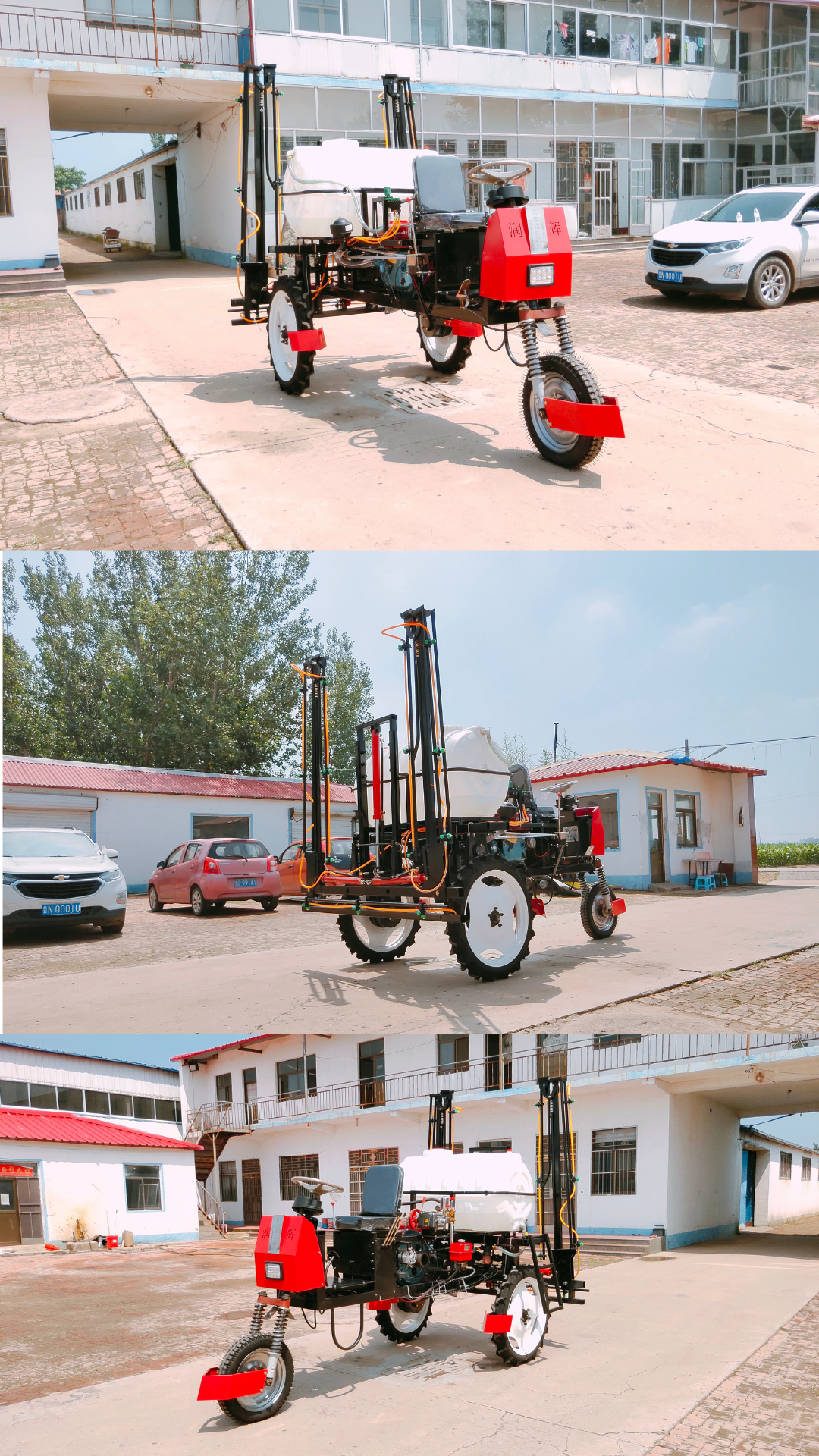 Three wheeled orchard spraying truck Hydraulic folding spray bar spraying truck Wheat and vegetable spraying machine