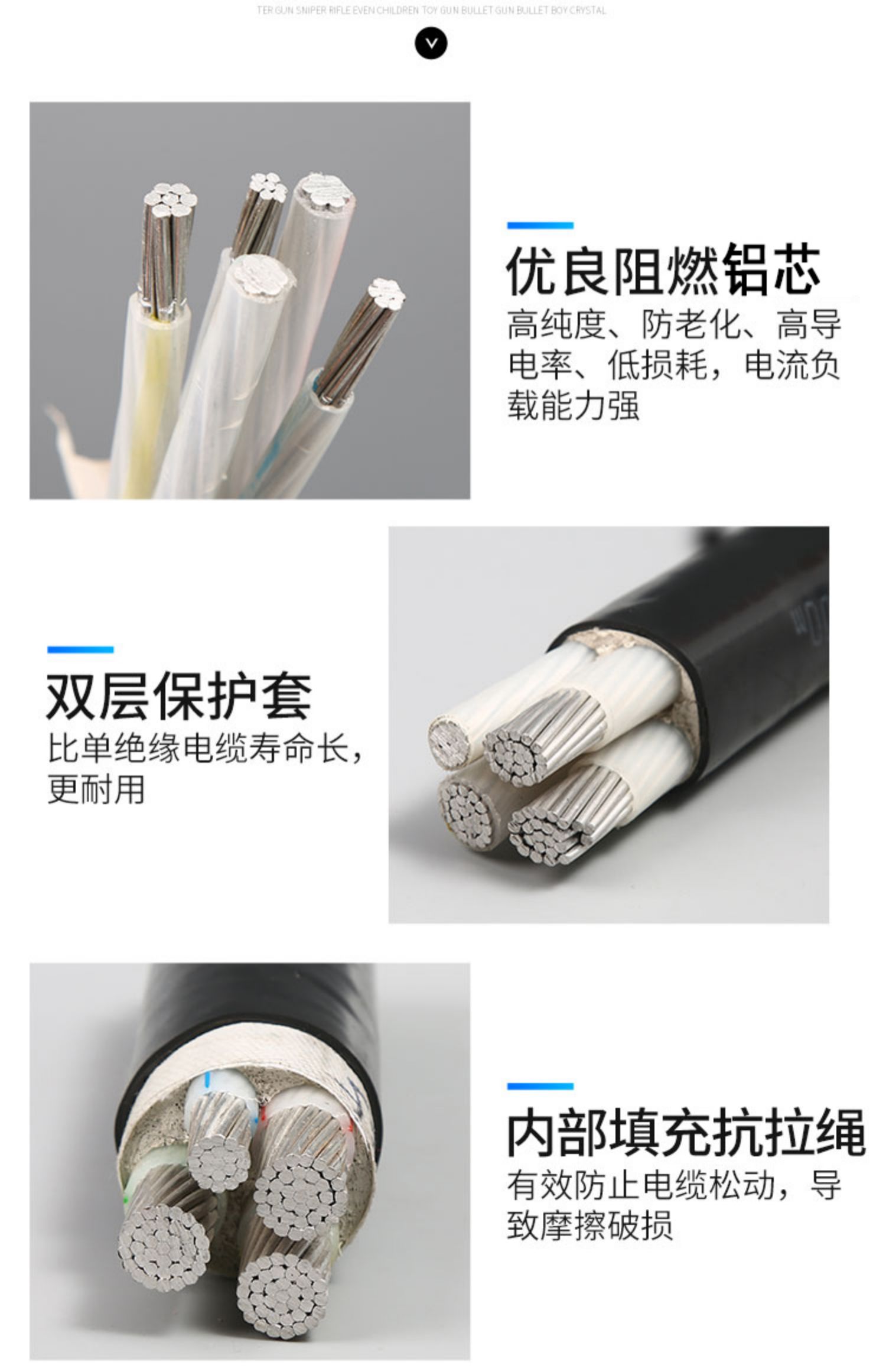 Zhujiang aluminum core cable 3, 4, 5 core three-phase four wire 10/16/25/50/70 square meter armored aluminum wire