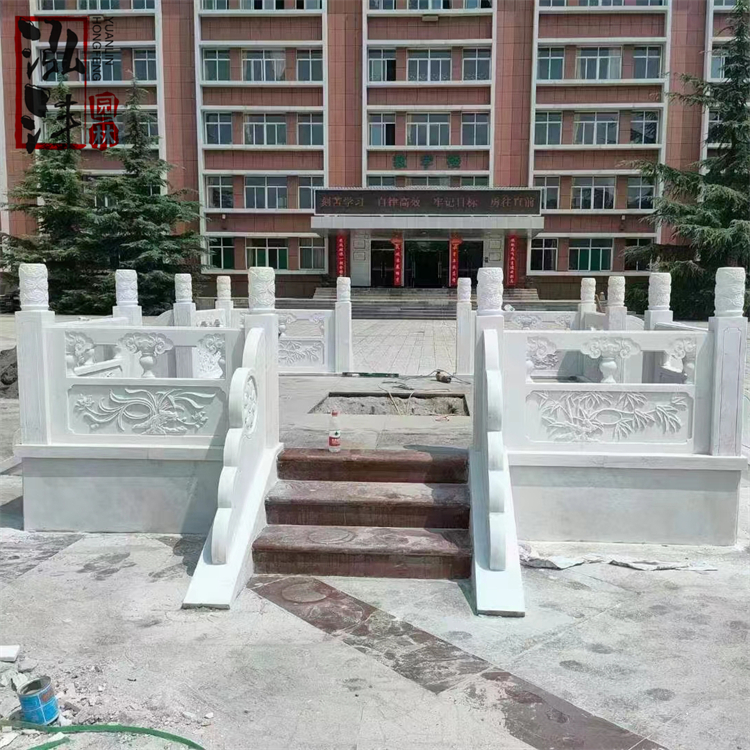 White Marble railing flag raising platform school playground marble flag platform railing granite steps can be customized