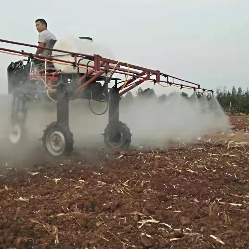 Agricultural crops hand propelled spraying vehicle four wheeled self-propelled spray, seat mounted orchard air driven spraying machine