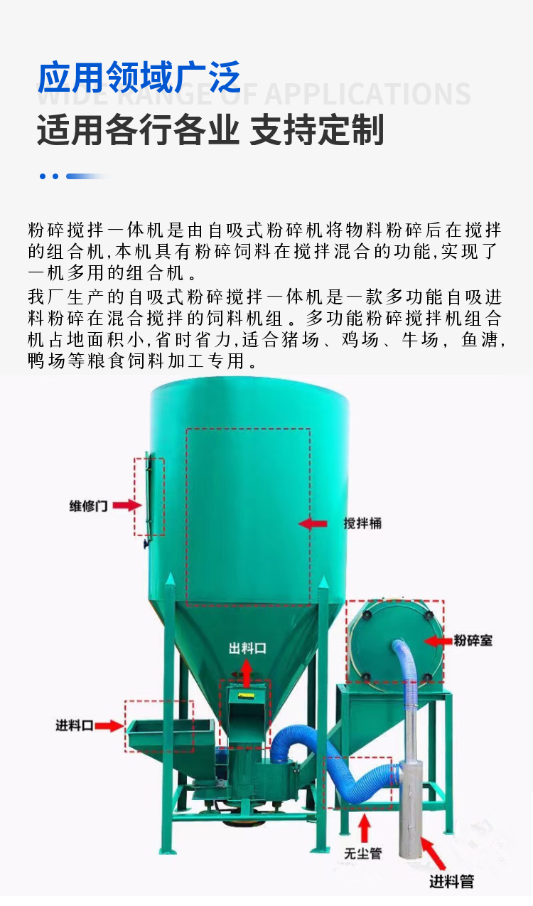 Feed Mixer Wanhang Professional Sales Vertical Feed Special Crushing and Mixing Integrated Machine