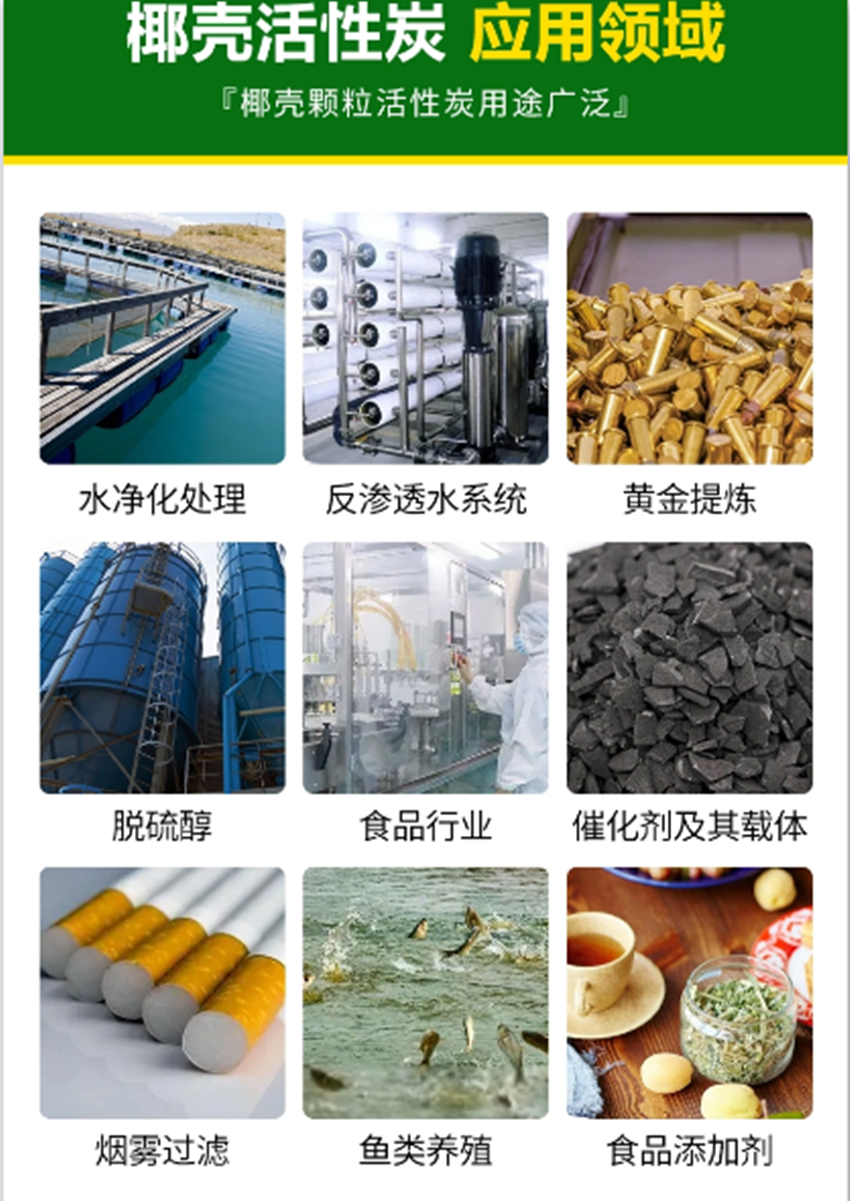 Purification and decolorization of 6-10 mesh coconut shell particles using Xiangyi food grade coconut shell shaped activated carbon