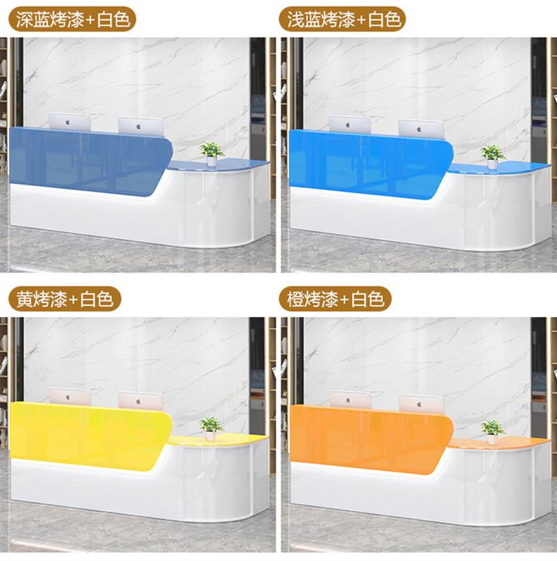 Front desk reception counter, bar counter, store checkout counter, semi circular corner, small beauty salon training and consultation counter of the company