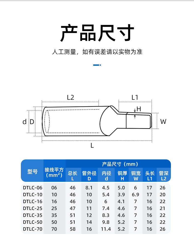 Yongchang GTLA-16 square meter wire with copper aluminum pin and aluminum wire transition joint, nose pin type copper aluminum wire ear