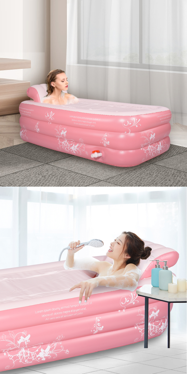 Bathtub for adults, large folding bathtub, sitting bathtub, children's household, full body, two person couple, inflatable bathtub