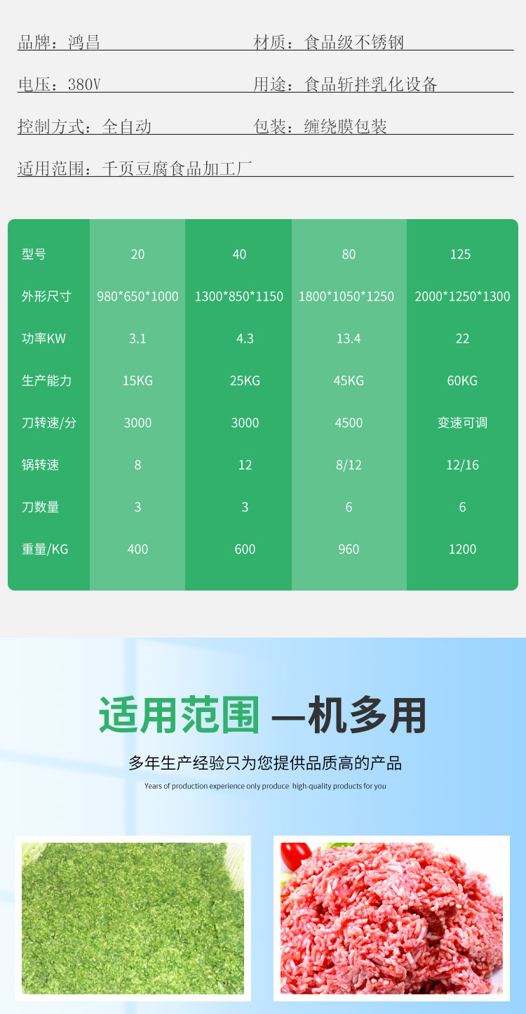 High speed beef chopping and mixing machine Hongchang Machinery fully automatic fish and tofu production line