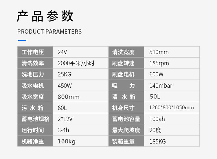 Cleaning and floor washing machines are widely used, with fast efficiency and good cleaning effect for industrial use