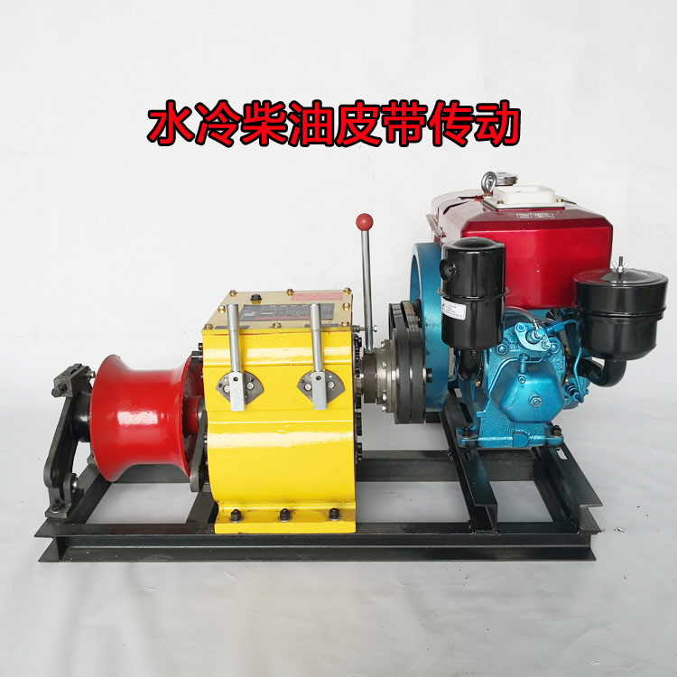 8-ton cable powered winch with large drum and 2-ton fast gasoline shaft drive winch