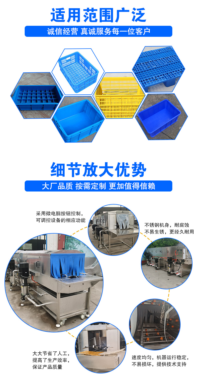 Qihong Stainless Steel Basket Washing Machine Multifunctional Basket Washing Equipment High Pressure Spray Tray Cleaning Machine