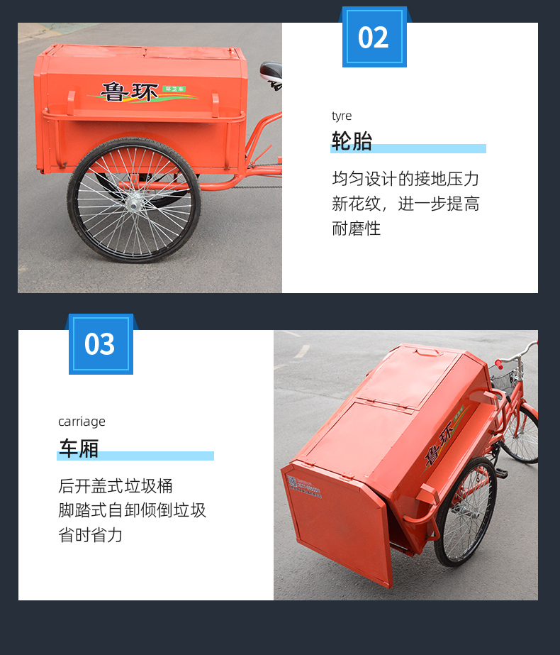 Self dumping sanitation vehicle, rickshaw, pedal cleaning tricycle, garbage removal vehicle, cleaning vehicle