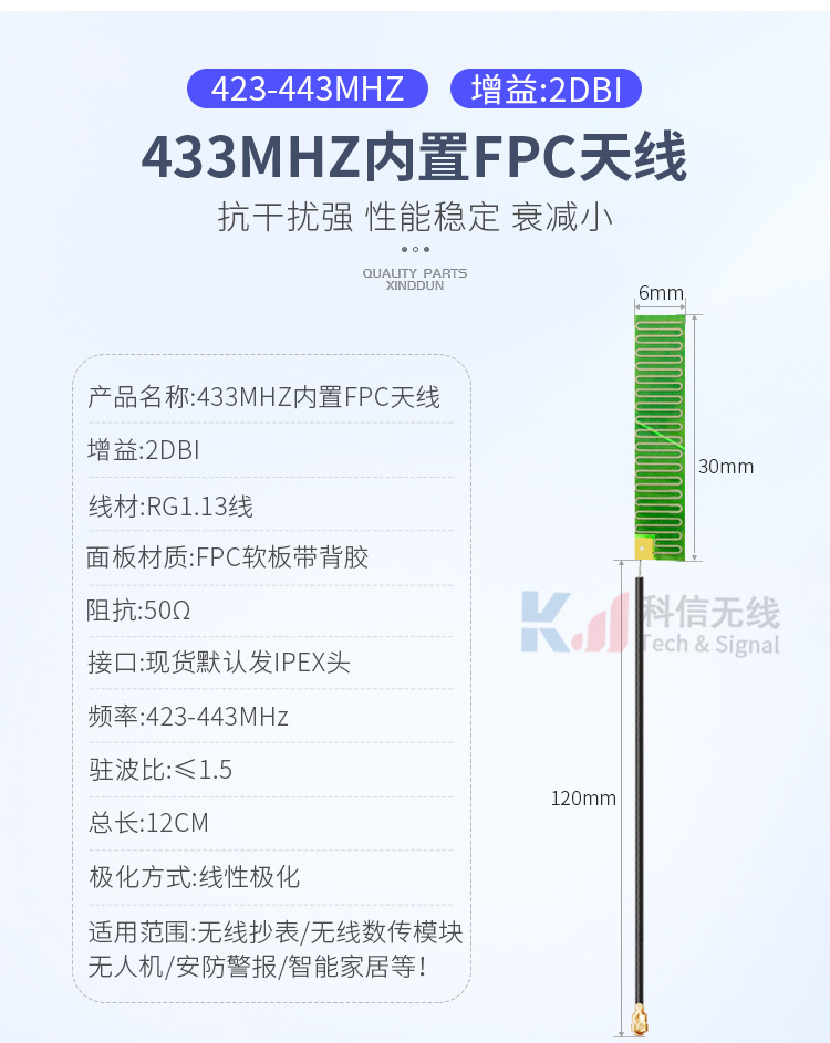 Kexin customized lora 433MHZ with built-in FP 433 m data transmission module and built-in antenna IPEX