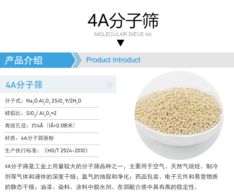 Strong regeneration ability 3A 4A 5A 13X molecular sieve gas desiccant spherical 1.6-2.5mm