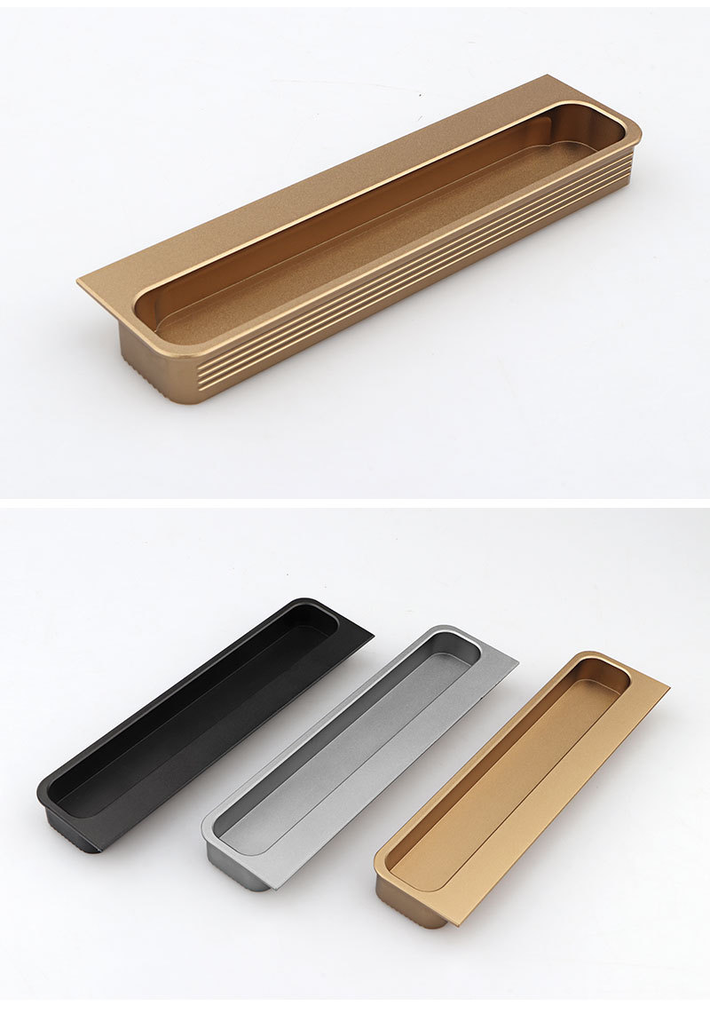 Black invisible buckle handle, embedded cabinet, wardrobe, drawer handle, sliding door, gold concealed embedded handle