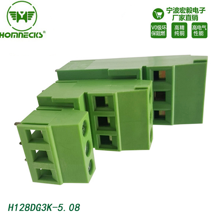 Hongyi 5.08mm spacing three layer high and low position screw type PCB wiring terminal lifting three row connector