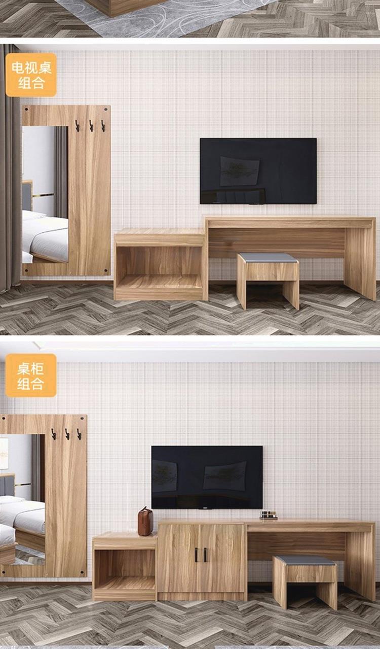 Customized solid wood furniture for hotels, standard rooms, full set of homestay beds, apartment beds, hotel dedicated double beds