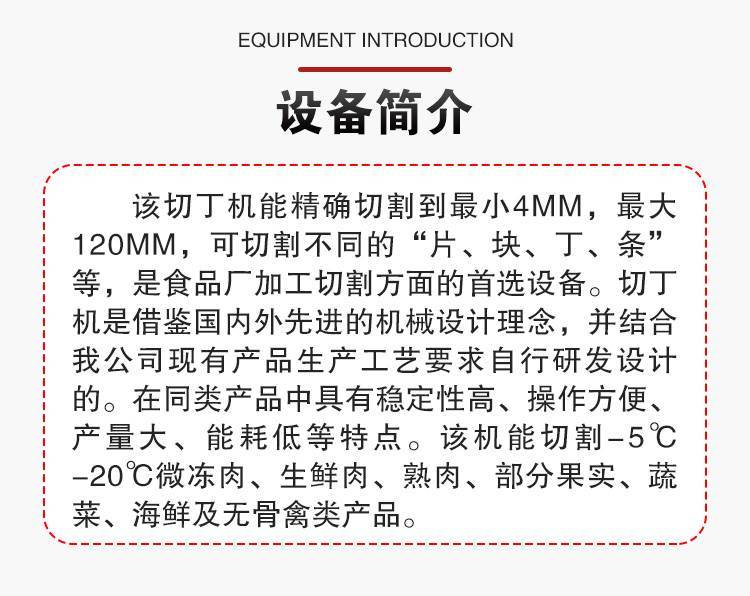 Fully automatic meat dicer, bun filling, meat mincer, micro frozen meat dicer, customized by Zhengkang Yuanyuan manufacturer