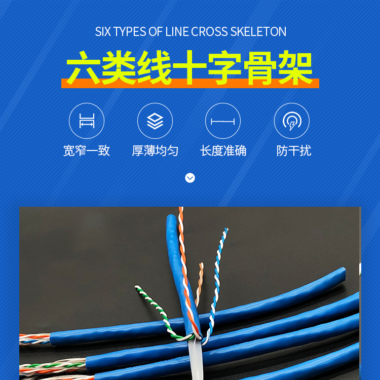 CAT6 network cable: 5m, 50m, 100m, Registered jack network connection cable: Class VI cross skeleton manufacturer