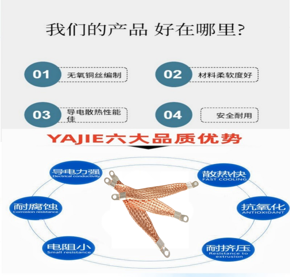 Yajie supplies 4-hole lightning protection copper wire, aluminum alloy door and window lightning protection connecting wire, customized according to drawings and samples