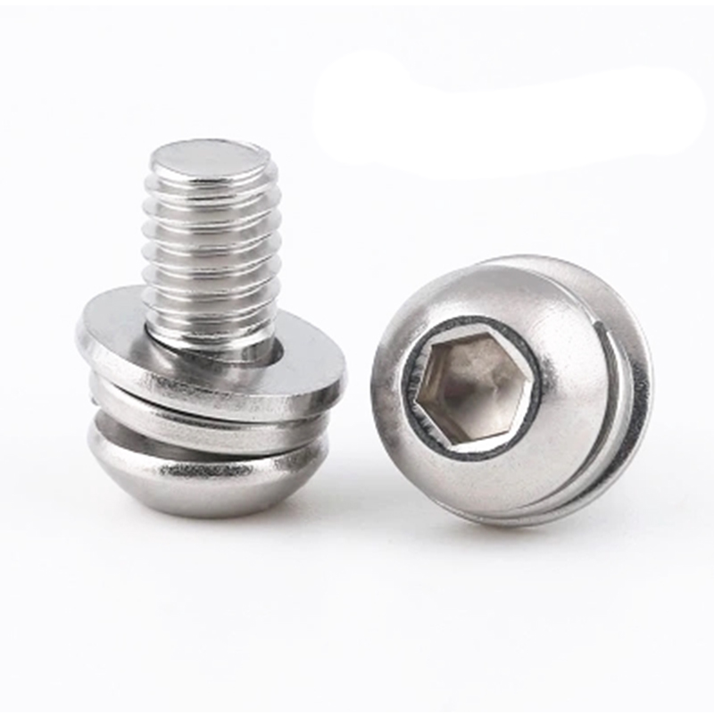 ISO7380 304 316 stainless steel round head pan head flat round head hex socket triple combination screw stock