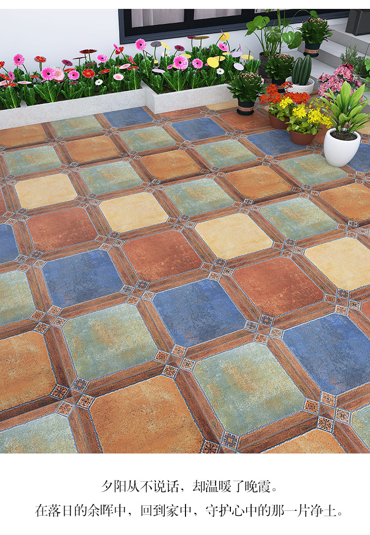 American antique tiles 600x600 villa balcony anti slip floor tiles courtyard outdoor courtyard garden retro tiles