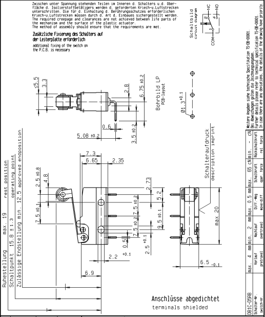 ZF ZF Micro Switch, Roller Lever Type, Welding End, DB1C-D5RB