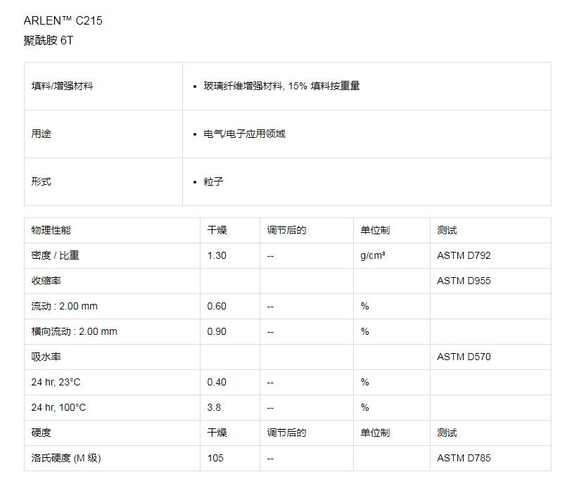 Japan Mitsui Chemical PA6T C240 Glass Fiber Reinforced Injection Molding Grade Electronic Application Field