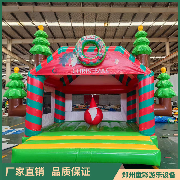 Children's colorful inflatable Christmas tree trampoline, export bouncing bed toy, household air model