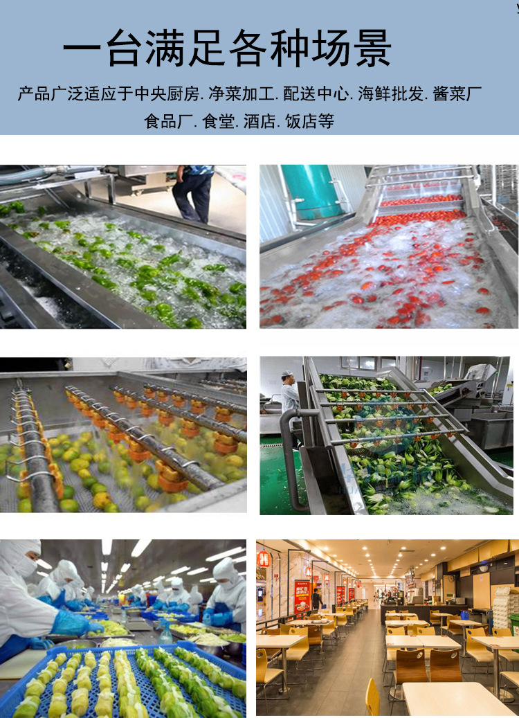 Fruit and vegetable bubble cleaning machine Spray type stainless steel cleaning equipment Fully automatic central kitchen large vegetable washing machine