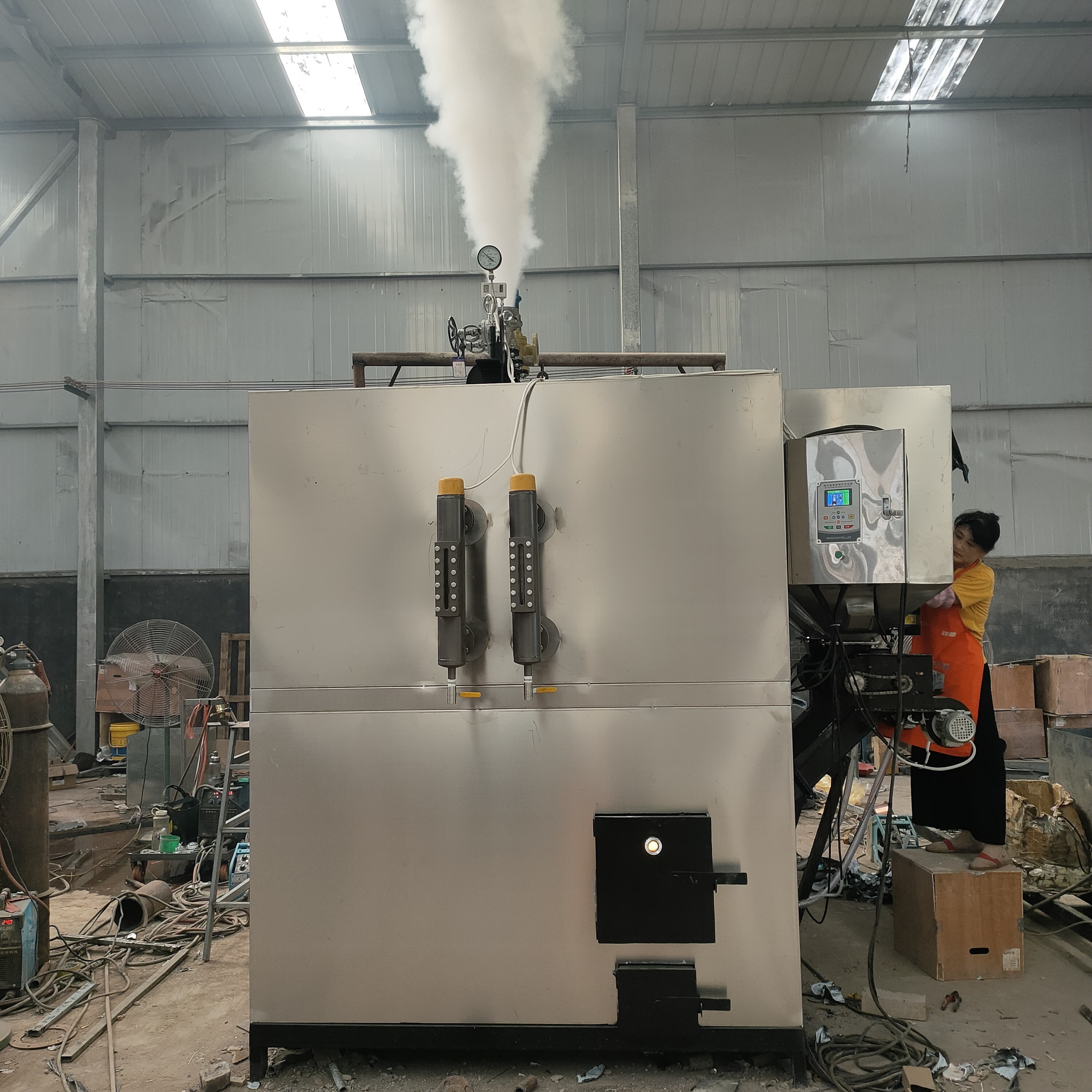 2 ton pellet steam boiler, biomass fuel steam equipment, wood burning thermal engine, Yinglin