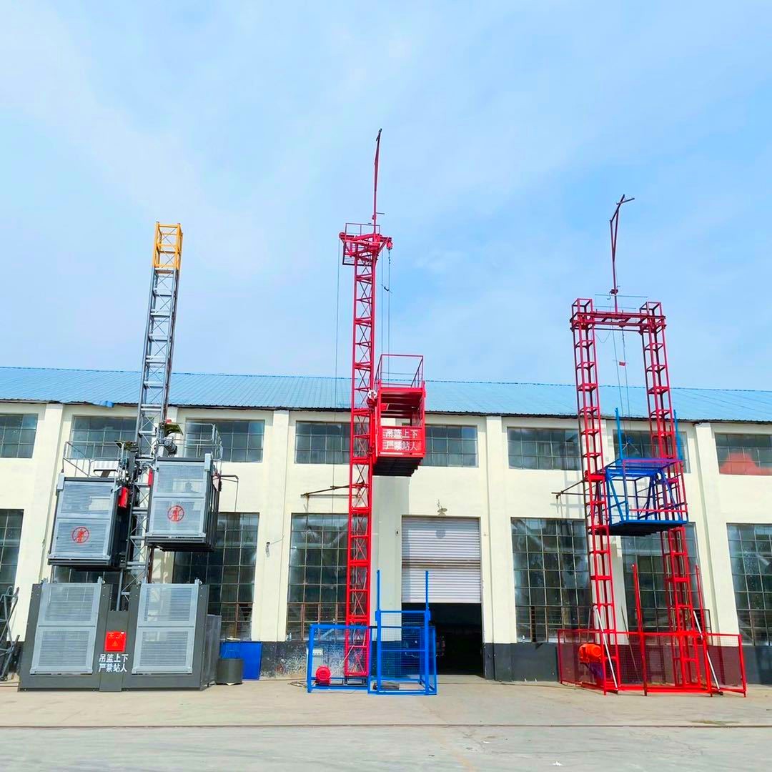 Single column double cage material elevator, single cage construction elevator, gantry type loading platform, customized mast machine