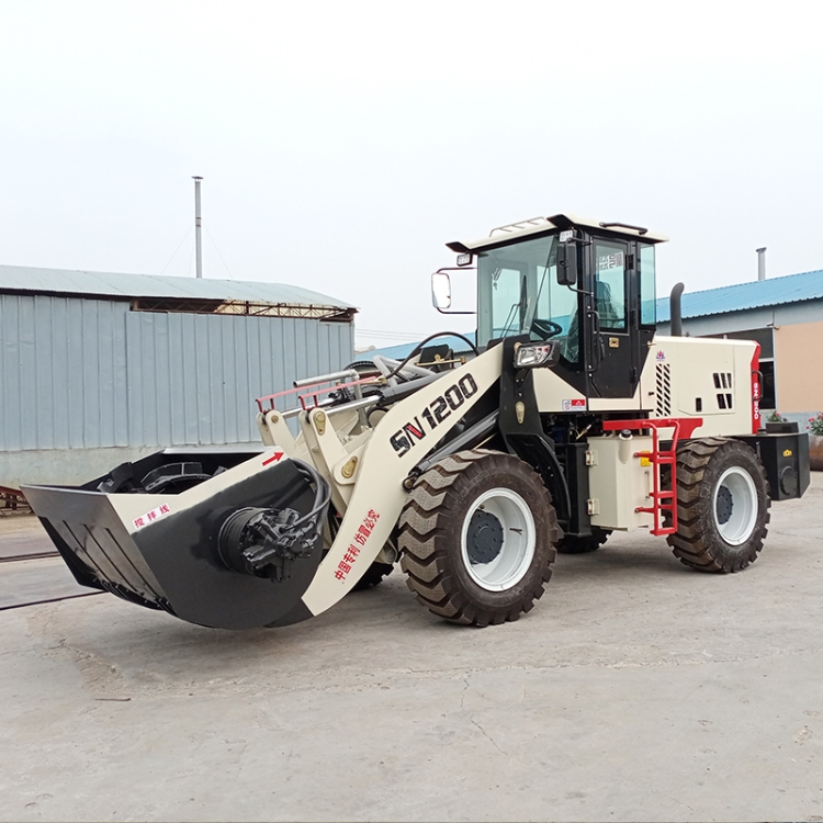 Small loader, dual motor mixing bucket, construction site forklift with mixing arm, extendable