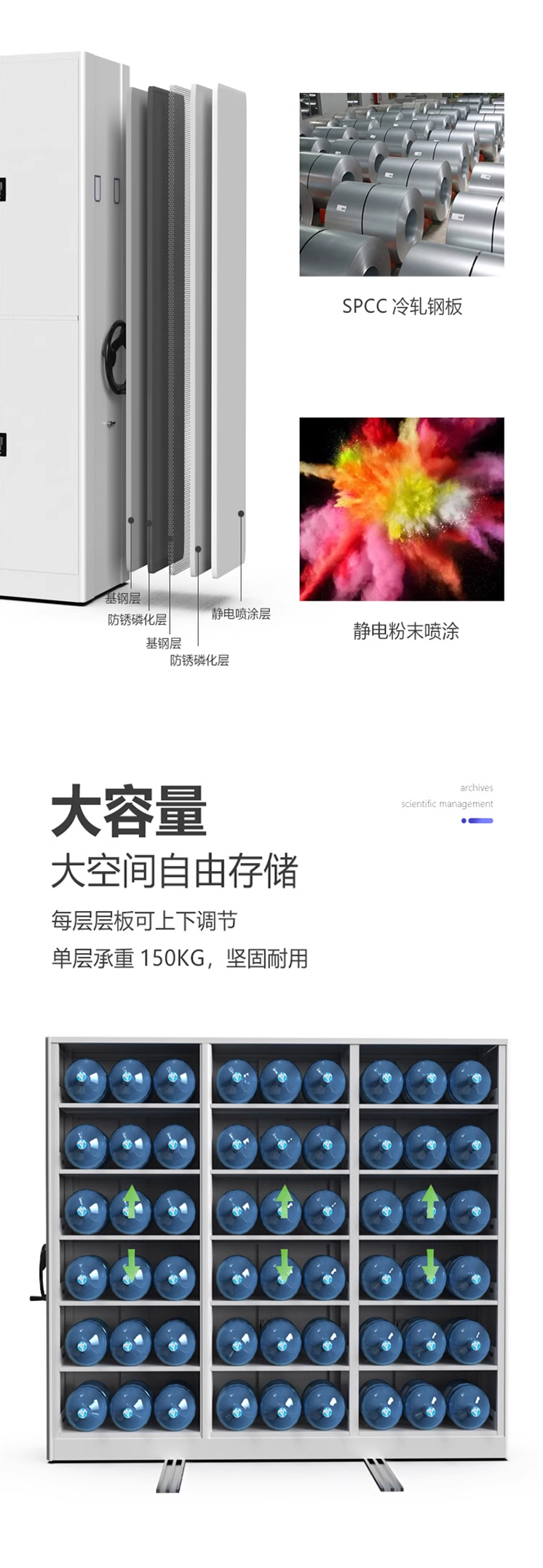 Mobile intelligent dense cabinet, processed according to the drawings, steel dense rack in the medical record room