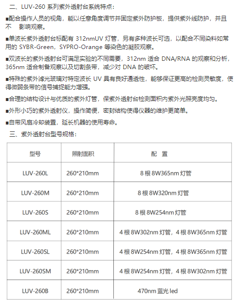 Dual wavelength UV transillumination table UV glue cutter LUV-260AD, Luyang, USA