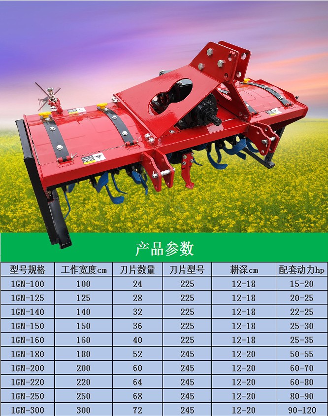 Rotary tiller, large tractor, bulldozer, new type of plow, plow, rake, agricultural loose soil excavation, four wheel belt crusher