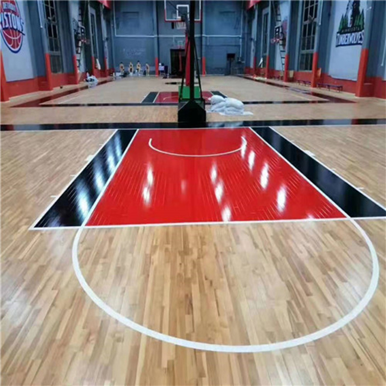 Solid wood sports floor Basketball court badminton court maple birch indoor stadium wood floor NHY-258