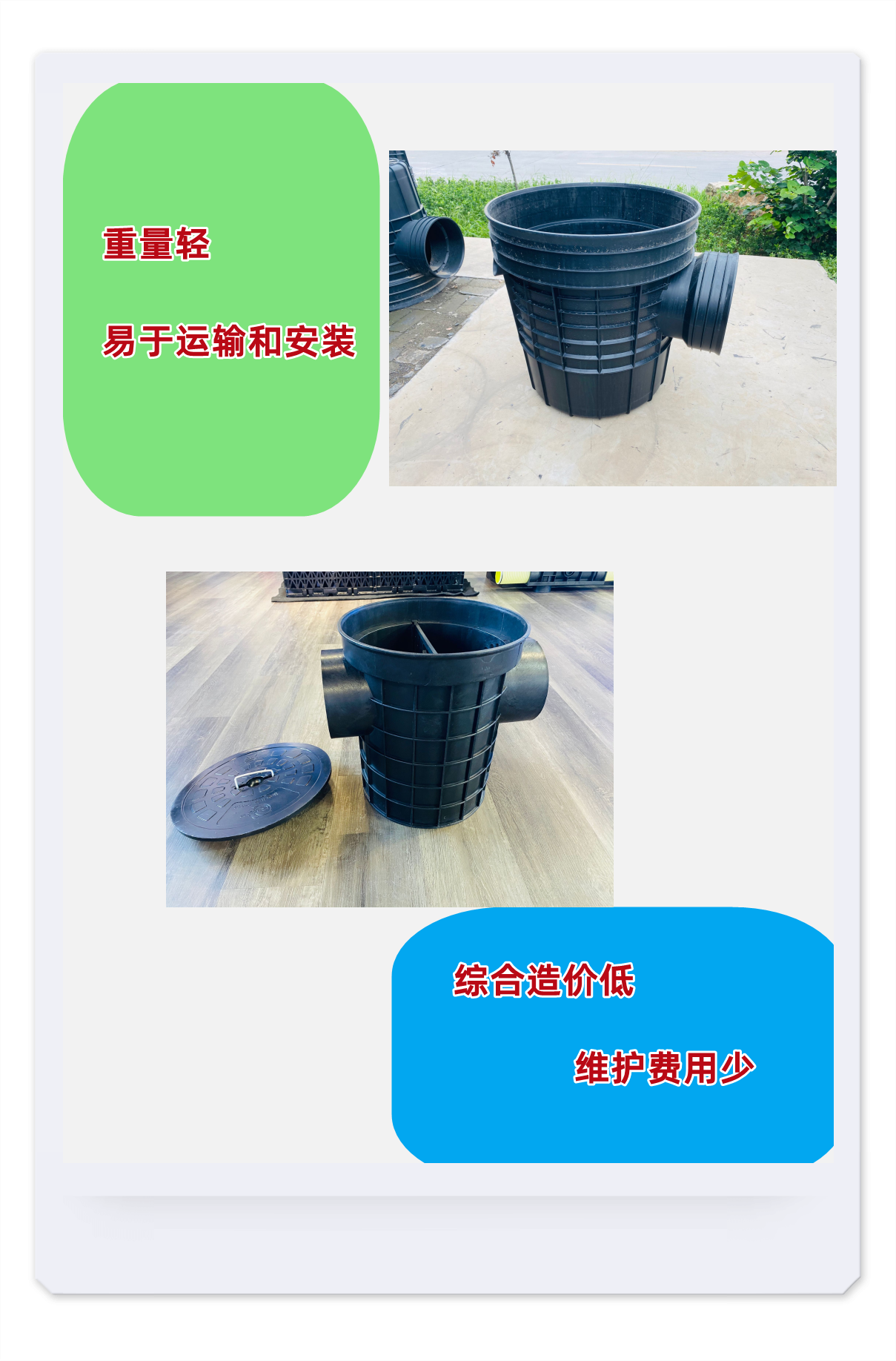 Supply of PE saddle joints for rainwater and sewage plastic inspection wells by manufacturers, and movable joints for household branch pipes