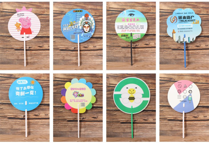 Customized PP plastic cartoon fan for advertising fan, customized enrollment promotion group fan, large plastic fan, printable logo