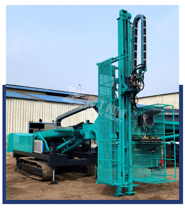 Crawler type anchor rod drilling rig elevates the hydraulic slope protection pipe shed and moves the anchor cable to drill holes, drill rocks, and move the anchor drill