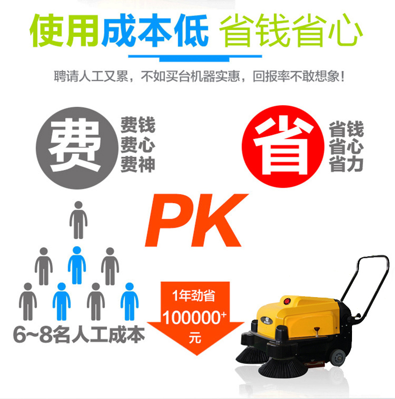 Dingjie Shengshi Hand Pushing Sweeper Community Workshop Dust Sweeper Manufacturer Small Sweeper CD1000PS