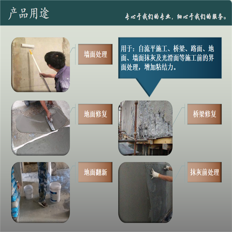 Multifunctional interface treatment agent for concrete - Self leveling cement construction specific interface adhesive