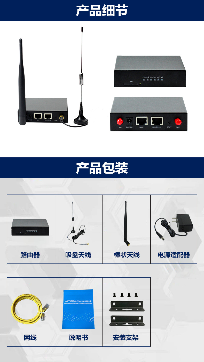 Wall-mounted installation, full network plug in SIM card, industrial grade WiFi, industrial 4g wireless router