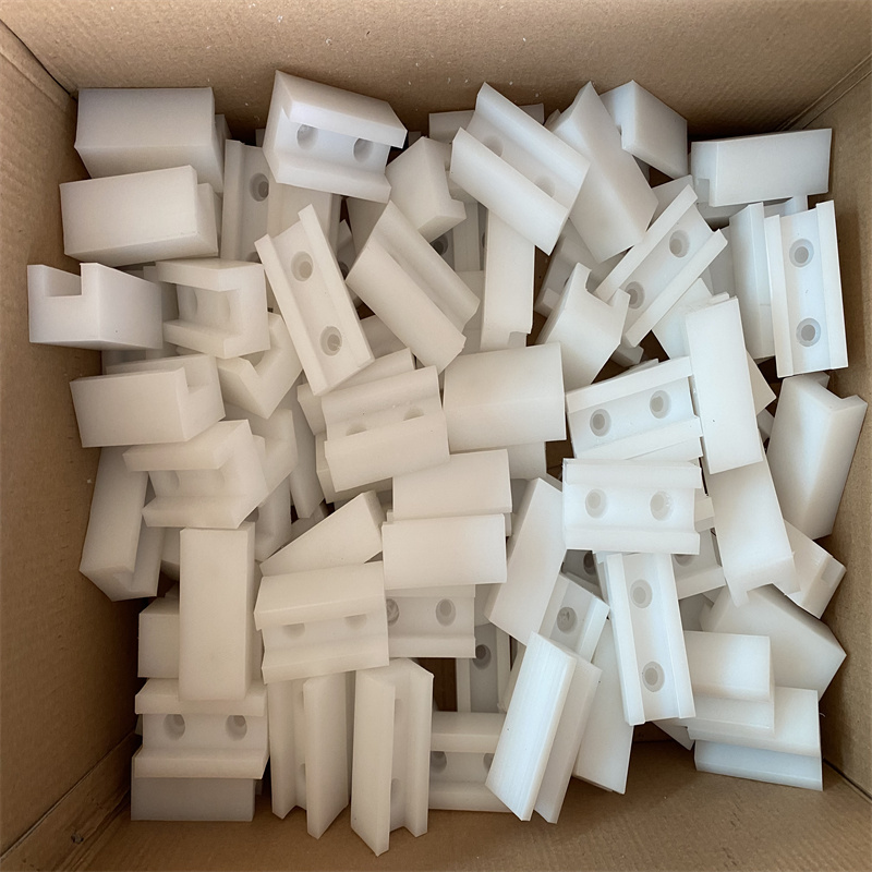 Ultra high molecular weight polyethylene slider impact resistant plastic processing parts, assembly line fasteners, irregular parts