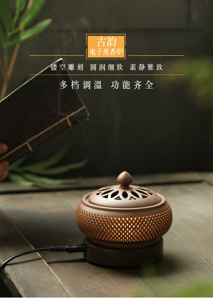 Electronic Aromatherapy Furnace Perfume Powder essence Regular Temperature Regulating Heating Electric Aromatherapy Furnace Incense Road Incense Burner Essential Oil Night Light Incense Burner