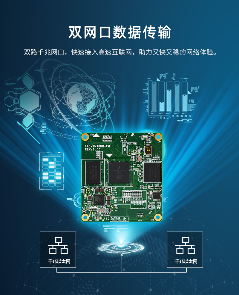 Qiyang i.MX8Mmini NXP Cortex-A53 Industrial Dual Port Android Linux Core Board