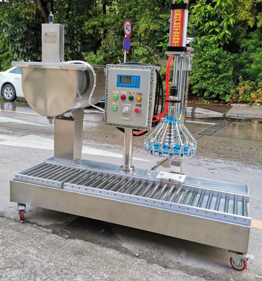 18-30kg coating paint fluorocarbon paint filling machine, tin bucket latex paint hopper type weighing and packaging machine