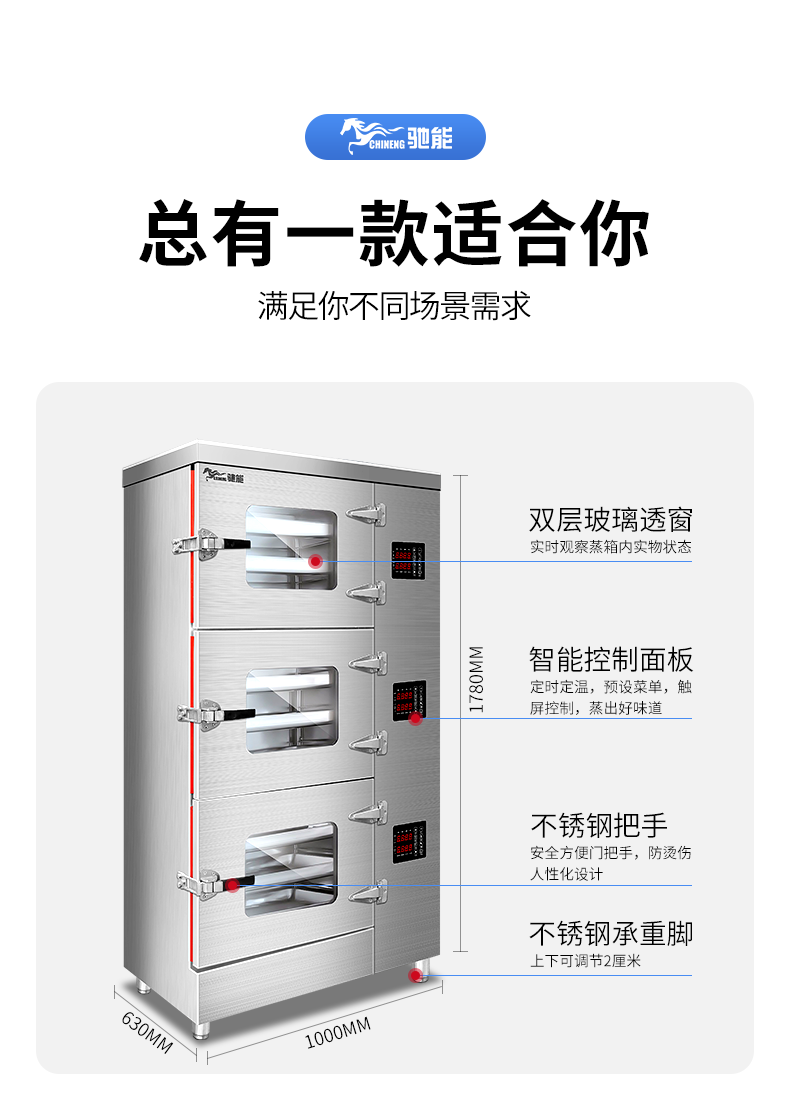 Chineng Two Door Three Door Commercial Electric and Gas Dual Purpose Intelligent Steamer Steaming Seafood Steaming Fish Stewing Soup Steaming Cabinet