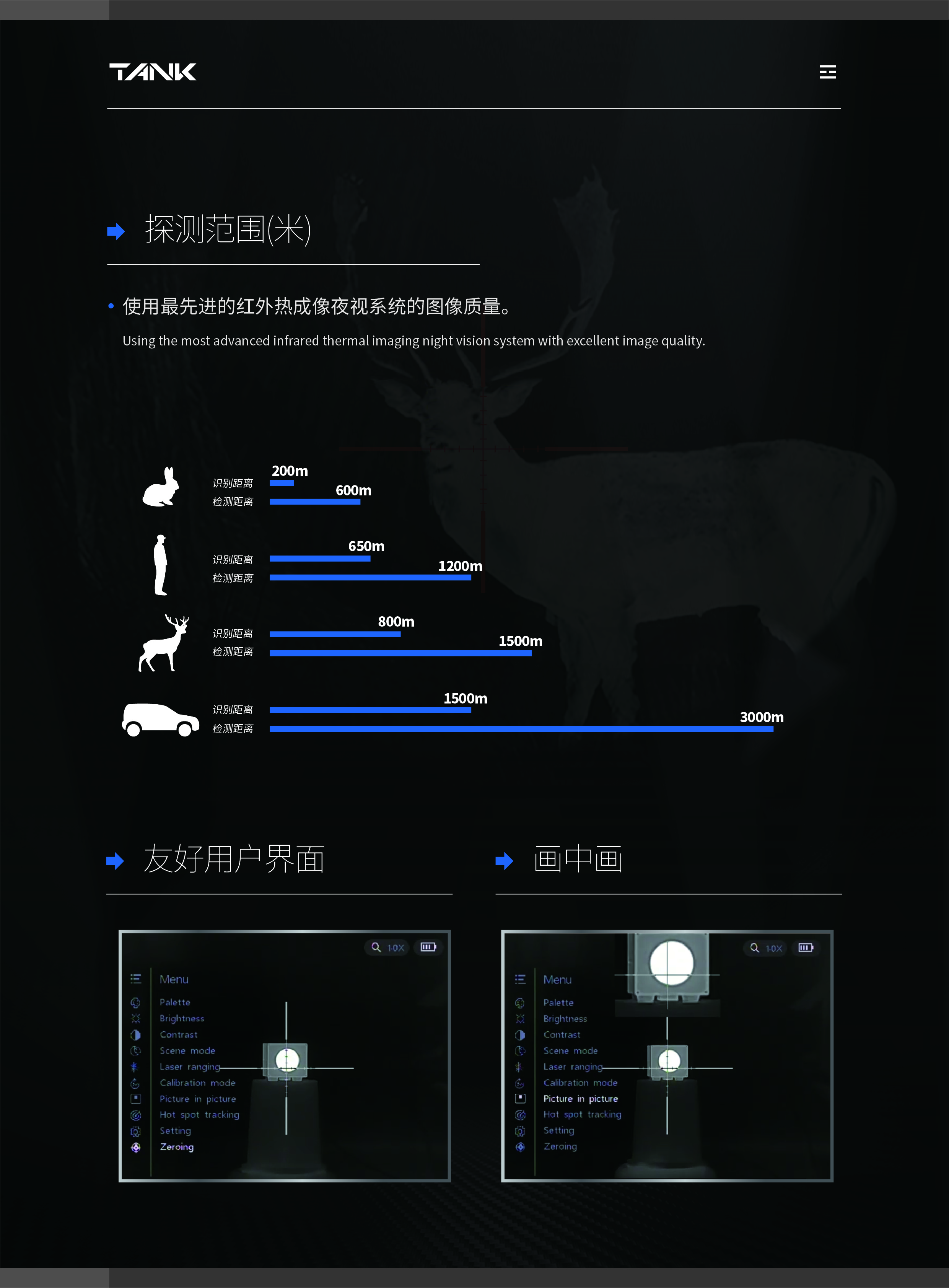 Tank TR22-335/650 Thermal Imaging Sight Range Night Vision Instrument Sight Mirror Infrared Cross Sight Thermal Sight