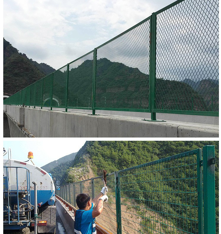 Impregnated plastic anti drop net, high-speed bridge guardrail, metal welded net, irregular angle steel frame, anti drop net, customized by Huaguang