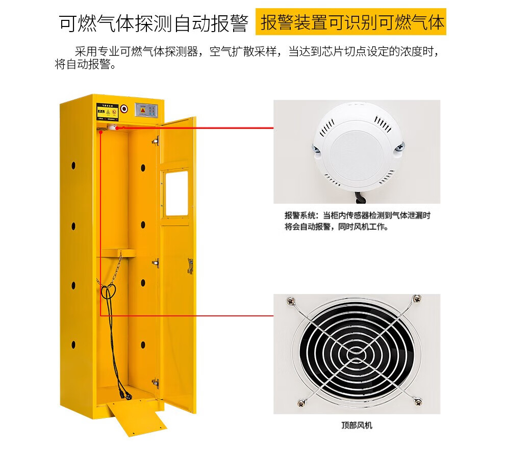 All steel intelligent explosion-proof gas cylinder cabinet with alarm gas tank acetylene nitrogen oxygen gas single and double cylinder storage cabinet